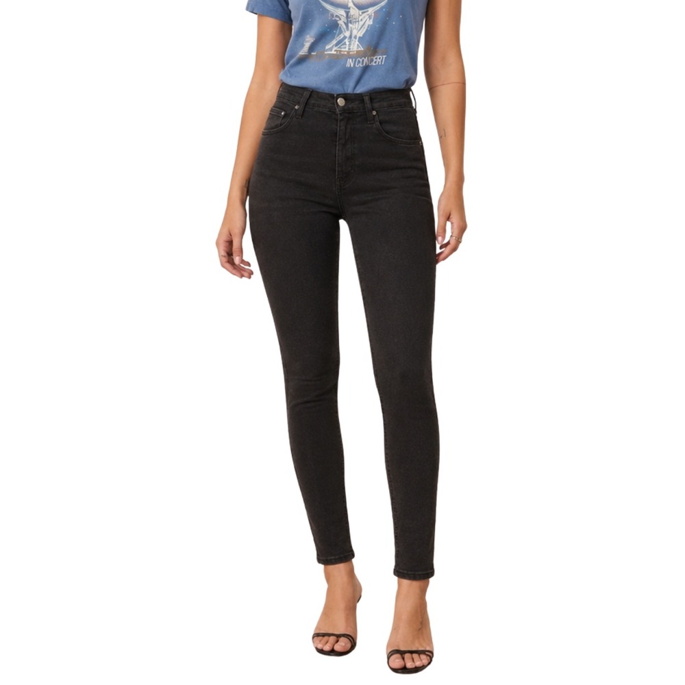 Reformation Jeans Womens 25 Black High Rise Skinny Washed Organic Cotton Denim